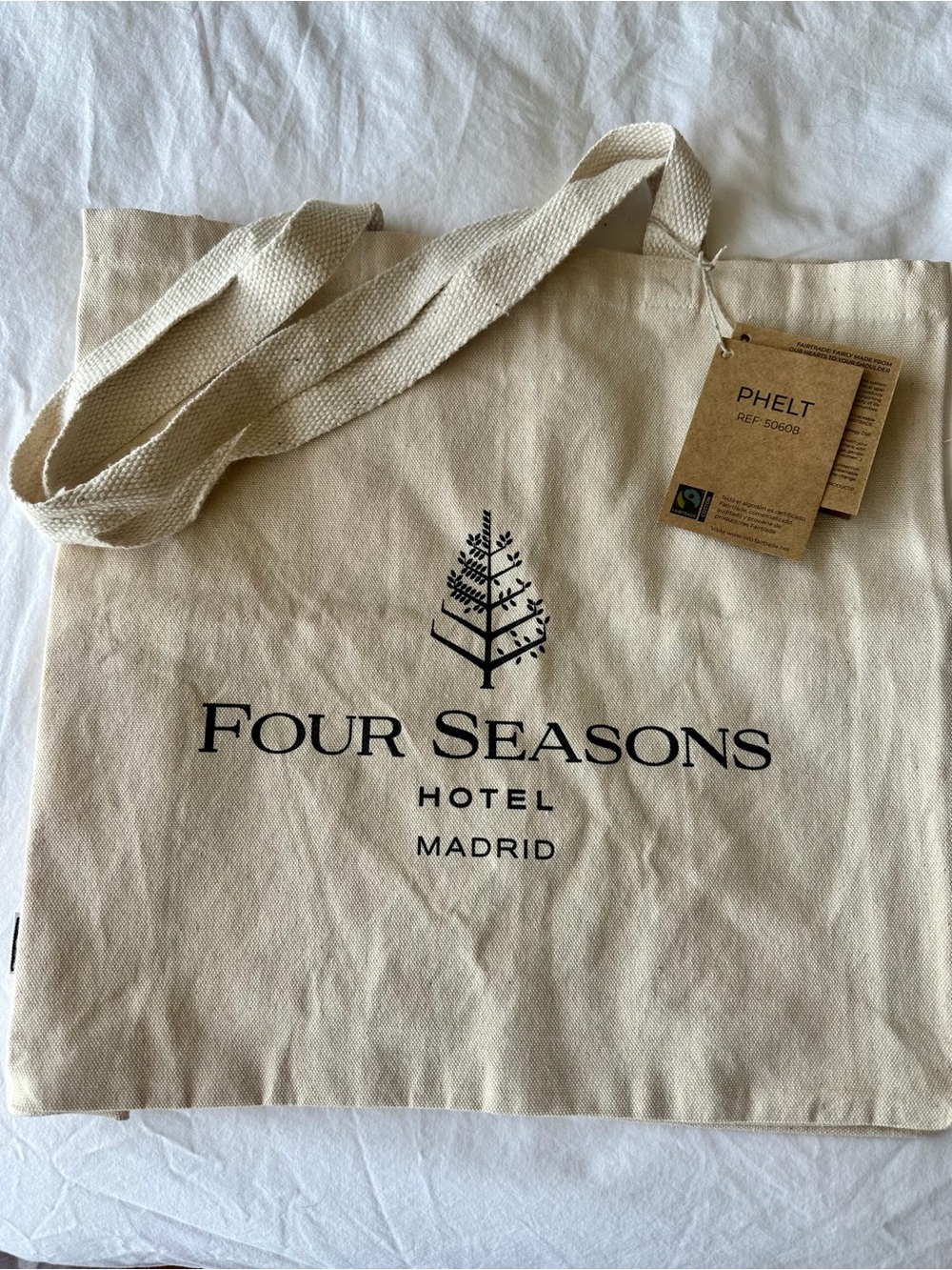 Four Seasons Hotel Madrid Natural Canvas Tote Bag NWT Phelt Brand